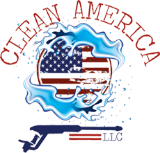 A green background with the words " clean america " in red letters.